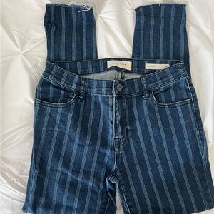 PacSun Women's Dark Blue Striped Straight Leg Jeans